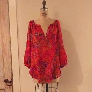 Lauren Ralph Lauren Boho Silk Peasant Shirt Tunic